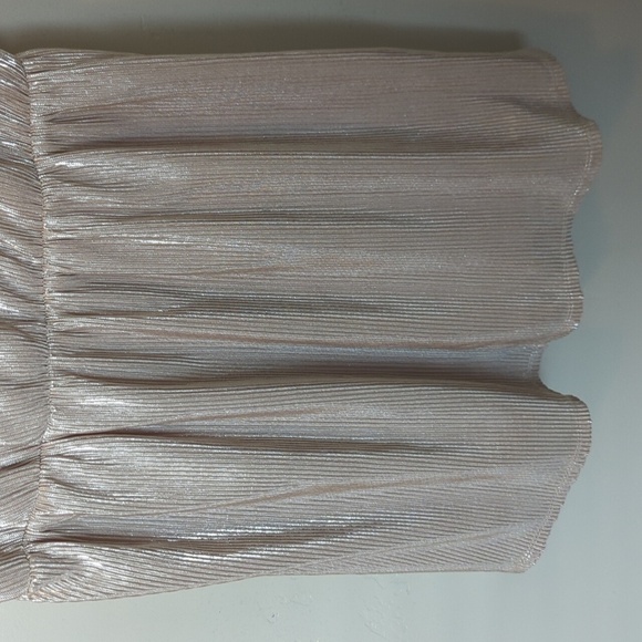 Forever 21 Beige and Metallic Silver Spaghetti Strap Party Dance Mini Dress M - Picture 3 of 6